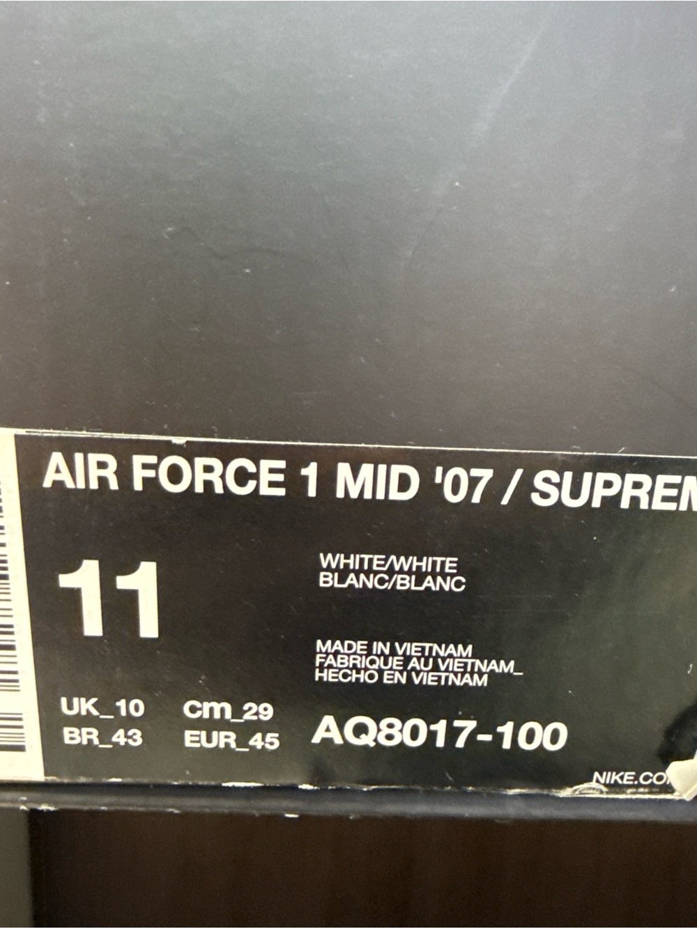 Supreme x NBA x Nike Air Force 1 Mid White Multi-Team Logo Sneakers - Picture 7 of 7